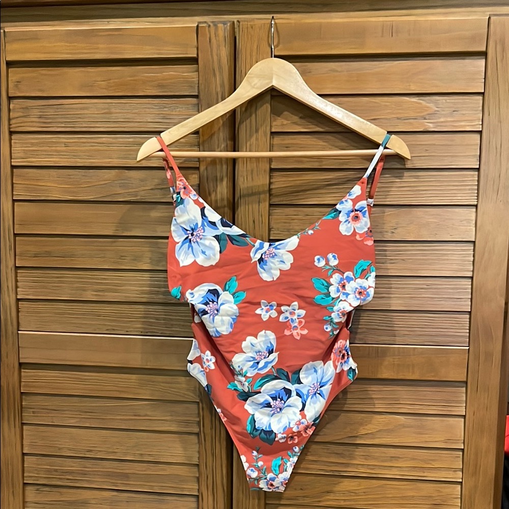 Aerie Orange and White One Piece Swimwear